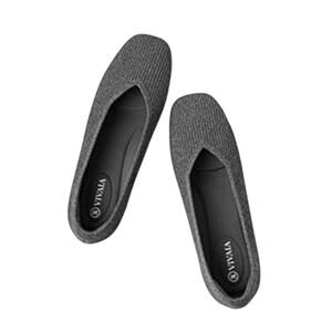 Vivaia Square-Toe V-Cut Flats Gray Size 41